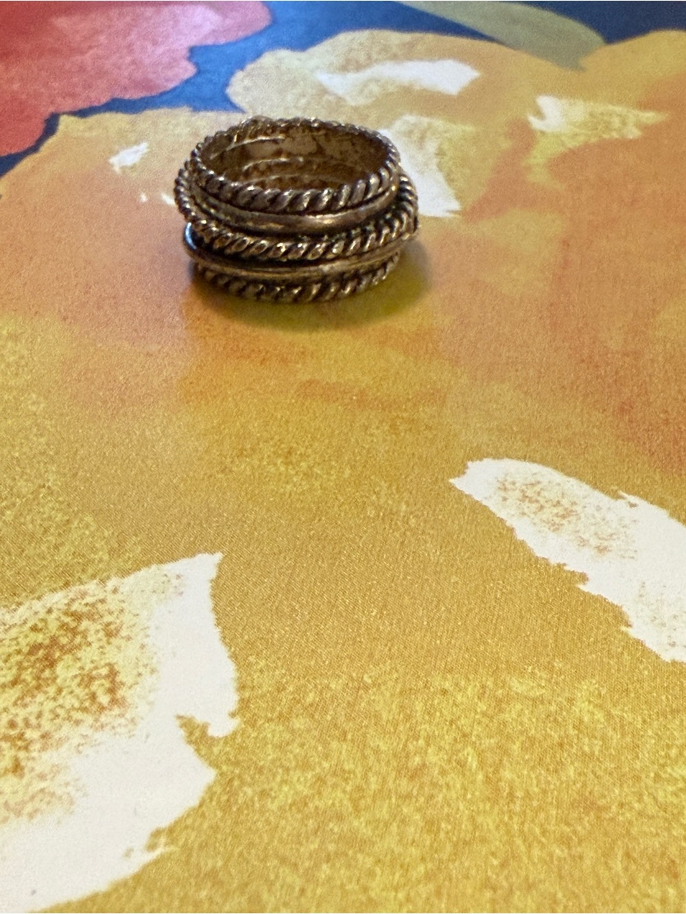 Premier Designs Silver Tone Multi Band Rope Ring Size 6 Boho Statement Ring - Picture 6 of 7